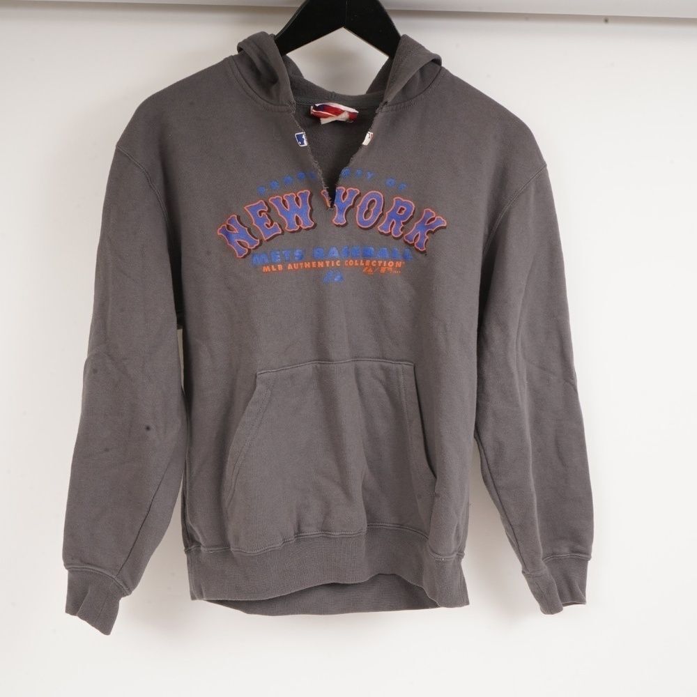 Authentic Majestic Athletic‎ Gray NY Mets 2008 Hoodie with Cut Down Center​